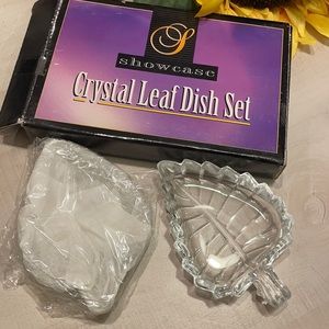 CRYSTAL LEAF DISH SET OF 2
